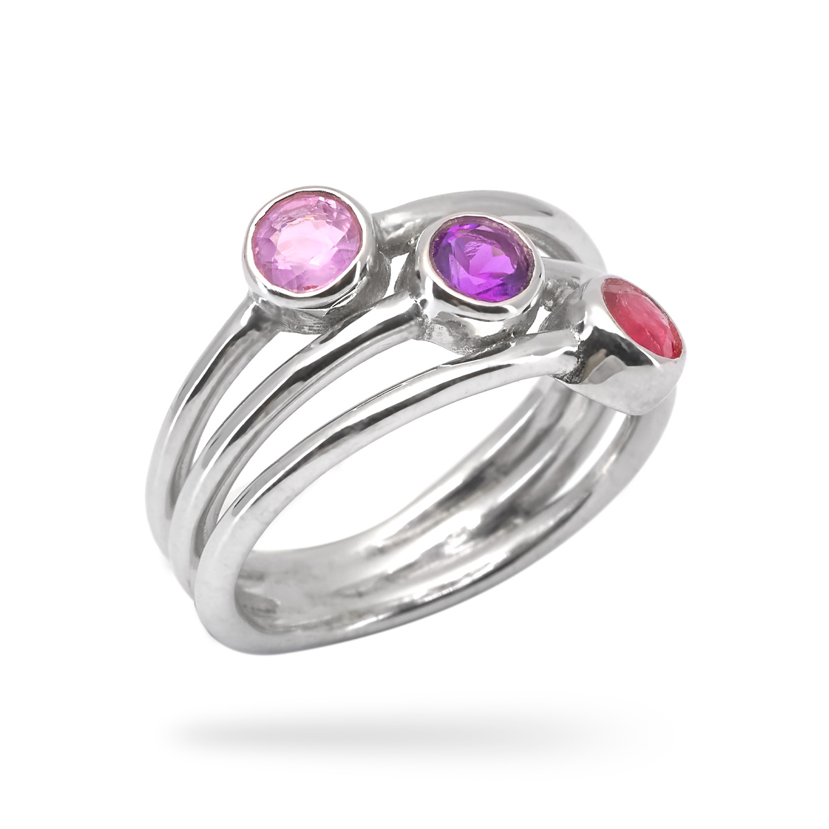 Bague amethyste, saphir, tourmaline argent Amelia